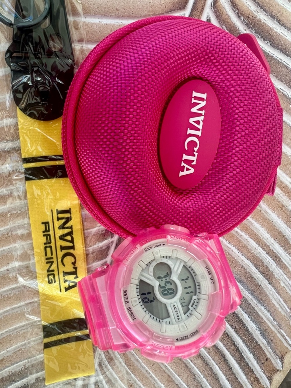 Activa x Invicta ACW-GA-L-502 Pink Jelly Nitro Drift 43mm Digital Watch + case